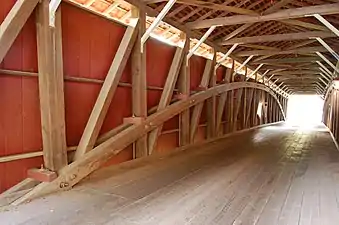 A closeup of the Burr arch truss