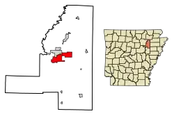 Location of Newport in Jackson County, Arkansas.