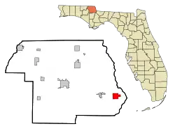 Location in Jackson County and the state of Florida