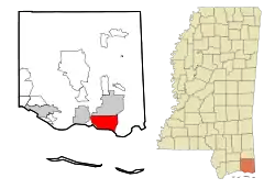 Location of Pascagoula in Jackson County, Mississippi