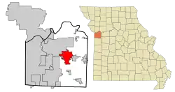 Location of Blue Springs, Missouri