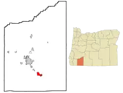 Location of Ashland in Jackson County and in the state of Oregon