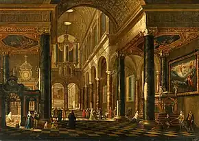 Interior of the church showing the state before the fire by Jacob Balthasar Peeters, 1721