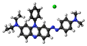 Ball-and-stick model of the component ions of Janus Green B