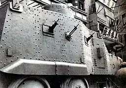 Rear side view of a Sumida Model P armored car (SNLF)