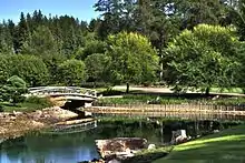 Pond and bridge in the Japanese Garden