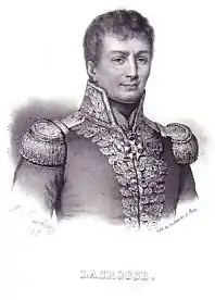 A black and white engraving of a man wearing a naval uniform