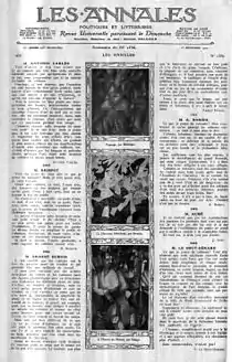 Jean Metzinger, 1910–11, Paysage (whereabouts unknown); Gino Severini, 1911, La danseuse obsedante; Albert Gleizes, 1912, l'Homme au Balcon, Man on a Balcony (Portrait of Dr. Théo Morinaud). Published in Les Annales politiques et littéraires, Sommaire du n. 1536, décembre 1912