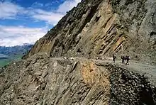 Jeff Fuchs and a team make their way along a portion of the Ancient Tea Horse Road in Tibet