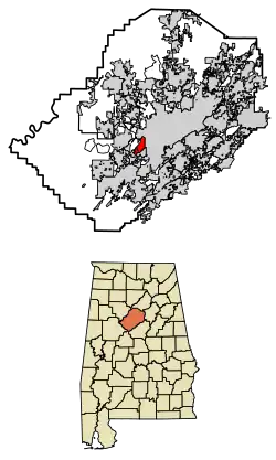 Location of Fairfield in Jefferson County, Alabama.