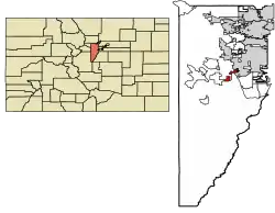 Location of Morrison in Jefferson County, Colorado