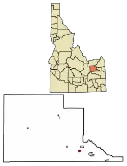 Location of Lewisville in Jefferson County, Idaho.