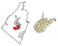 Location of Charles Town in Jefferson County, West Virginia.