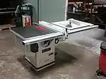 A standard rip fence on a table saw.