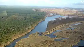 Aerial view of Krzesin Landscape Park