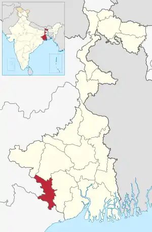 Location of Jhargram in West Bengal