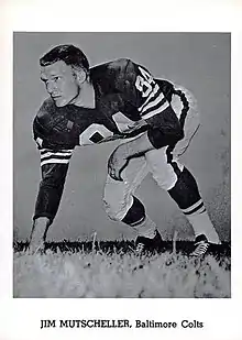 Jim Mutscheller, 1951 captain. He won one national championship at Notre Dame in 1949 and two in the NFL in 1958 and 1959. He was the first captain not to be enshrined in the College Football Hall of Fame since Frank Dancewicz in 1945.