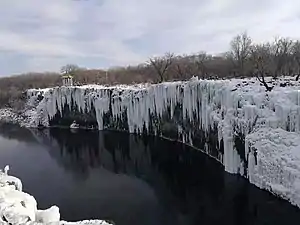 Diaoshuilou Waterfall at Jingpo Lake during winter