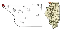 Location of East Dubuque in Jo Daviess County, Illinois.