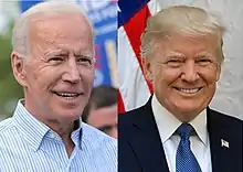 Joe Biden in 2019 and Donald Trump in 2017.