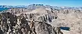 Joe Devel Peak (left), Mt. Pickering centered, Kaweah peaks centered in the distance, Mount Newcomb (right), viewed from Mt. Langley.