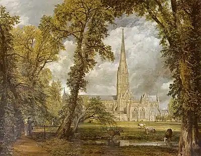 Constable, Salisbury Cathedral from the Bishop's Garden [1823 version] (Ulmus × hollandica)