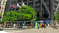 Plaza, photographed from Michigan Avenue street level in 2014