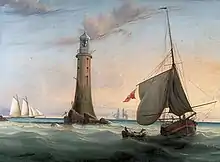 Image 47Smeaton's Eddystone Lighthouse, 9 miles out to sea. John Smeaton pioneered hydraulic lime in concrete which led to the development of Portland cement in England and thus modern concrete. (from Culture of the United Kingdom)