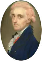 Colonel James Hamilton by John Smart (1784), wearing a white wig powdered with pink-coloured powder