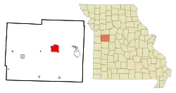 Location of Warrensburg, Missouri