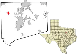 Location in Johnson County and the state of Texas