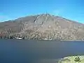 Hebgen Lake, Montana with a mountain as a backdrop