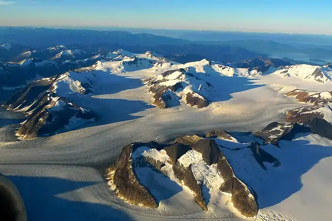 Looking south at Guardian Mountain at bottom of frame