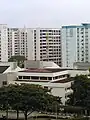 HDB Flats Block 330 - 332 located at Jurong East Avenue 1 with the temporary Pioneer Primary School located in front of them