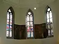 Stained glass inside the Commandery Church