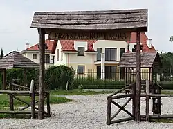 A bicycle stop near houses in Kępa Zawadowska, near Bruzdowa Street, in 2012.