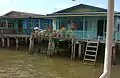 Traditional Bruneian Malay houses on stilts in Kampong Ayer, the traditional riverine settlement in Brunei.