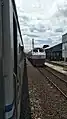 Serayu train entering Tasikmalaya station, 2018