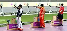 The Men's ISSF 10 meter air pistol final in the 2012 Summer Olympics.