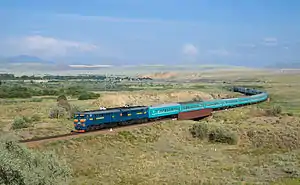 2TE10U with train 22 Kyzylorda – Semey