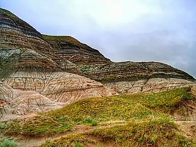 rock hillside with rock striations