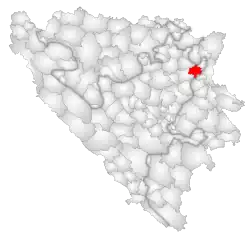 Location of Kalesija within Bosnia and Herzegovina.