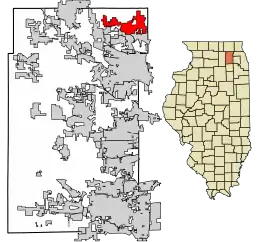 Location of Carpentersville in Kane County, Illinois.