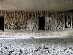 Wall carvings at Kanheri Caves