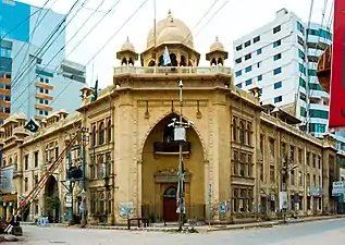 The foundation stone of the Karachi Chamber of Commerce and Industry Building was laid by Gandhi in 1934