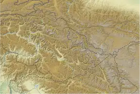 Map showing the location of Shani Glacier