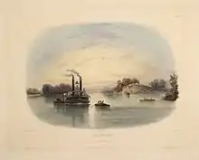 A view of the Ohio River, near Cave-In-Rock, Illinois in 1832, a year before James Ford was murdered at his slave plantation home across the river in Tolu, Kentucky, now Crittenden County