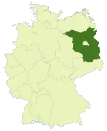 Map of Germany with the location of Brandenburg highlighted