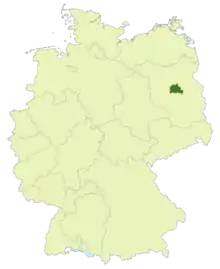 Map of Germany with the location of Berlin highlighted