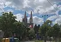 Zagreb cathedral lacking its spires.